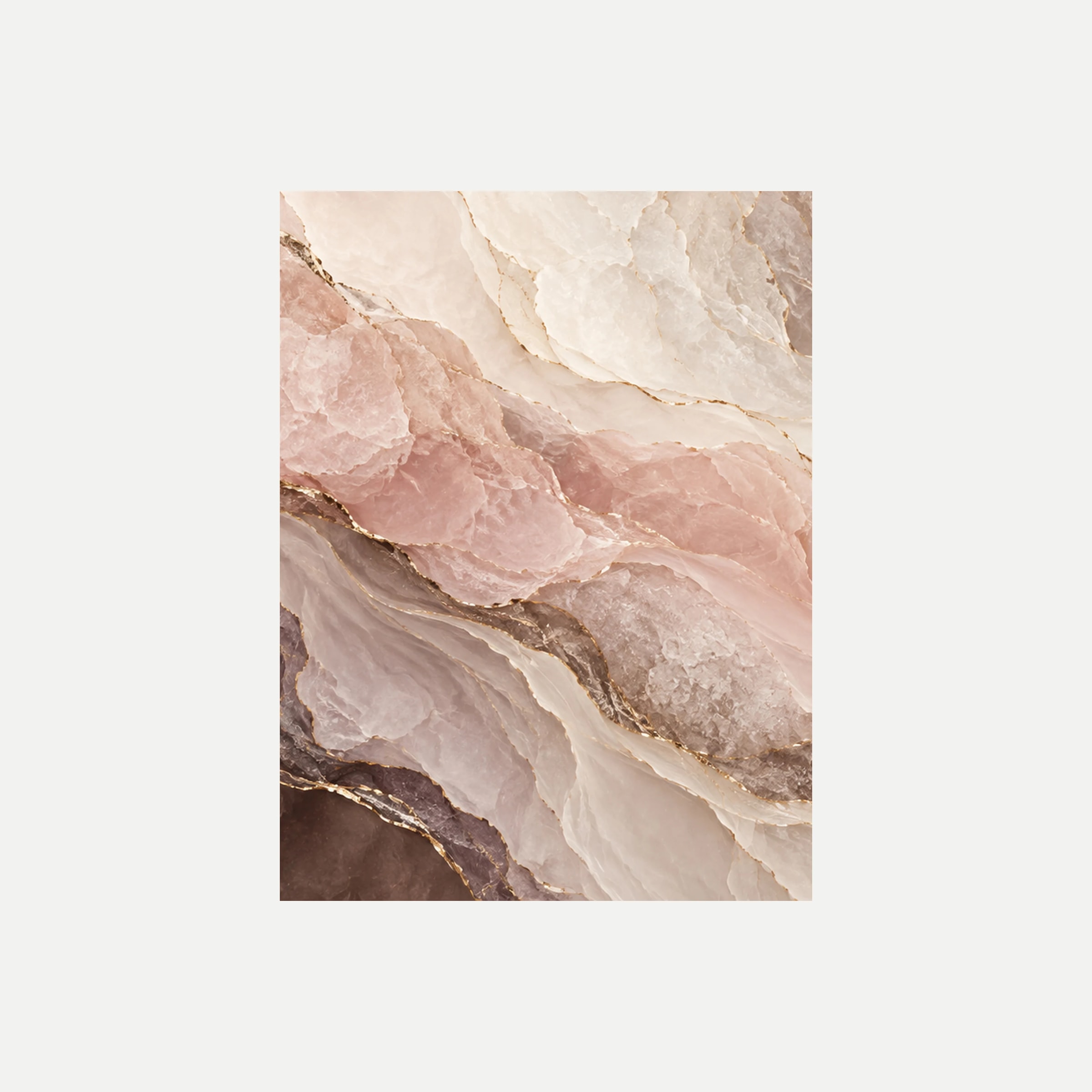 Rose Marble II: vetas suaves rosa pálido y beige que cruzan un fondo crema, sin marco, sobre fondo neutro.