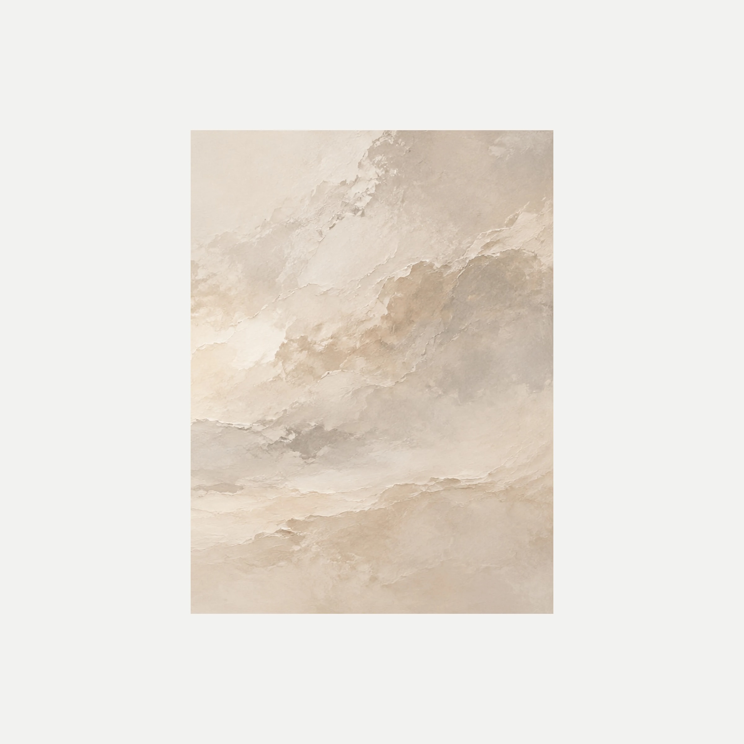 Oatstone Cloud III: capas difusas crema y arena atravesadas por un movimiento diagonal, sin marco, sobre fondo neutro.