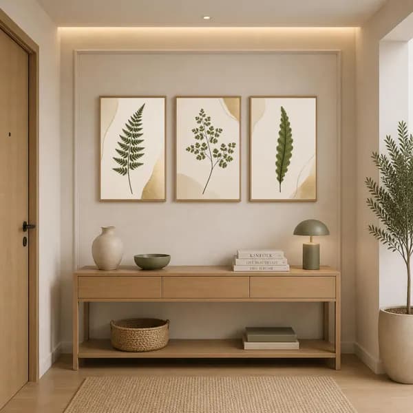 Cuadros botánicos verdes de TerraGallery en un interior